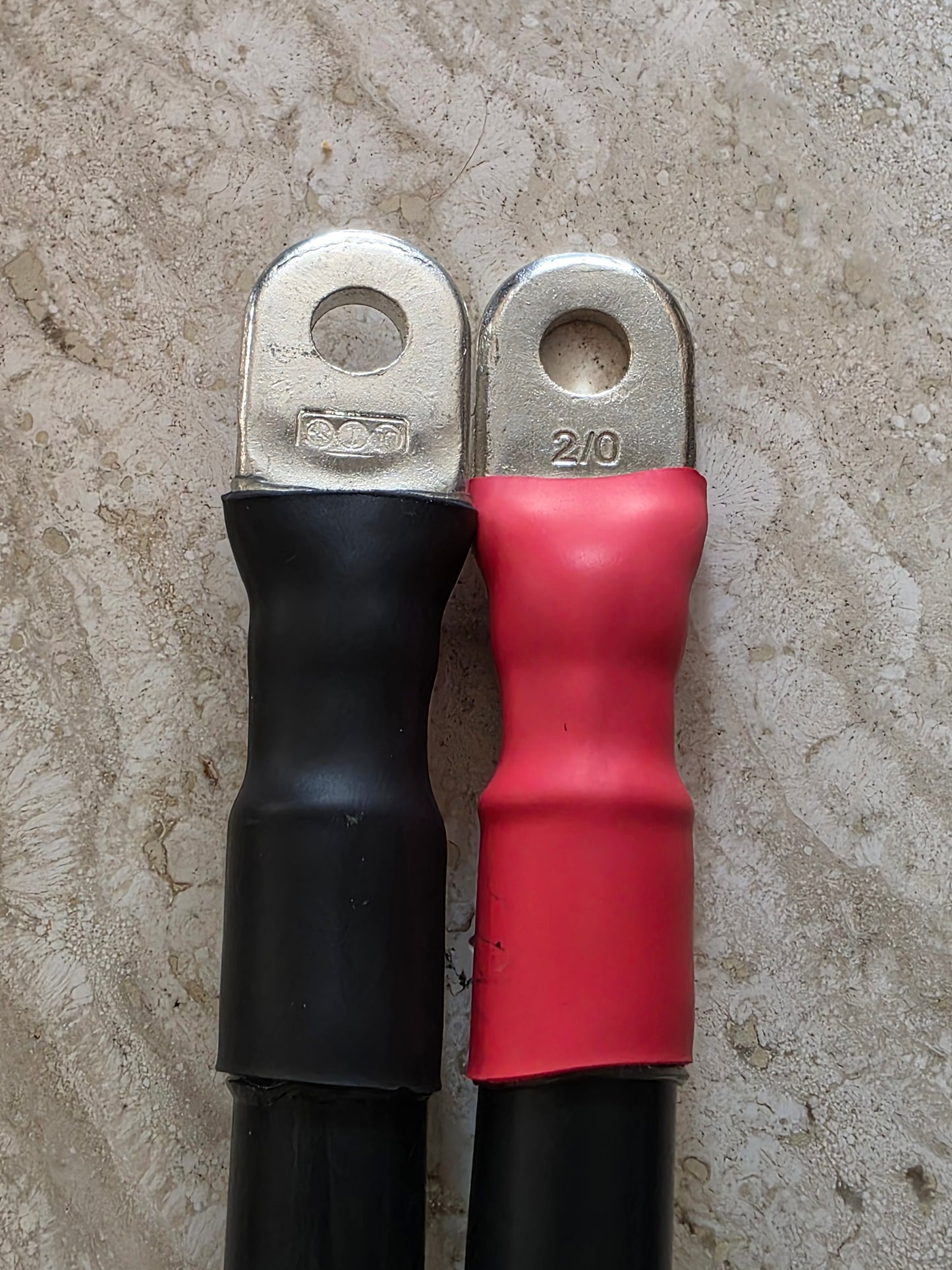 18" Single 2/0 AWG Tinned Copper Cable, Premium, CSA and UL Rated (Black or Red)