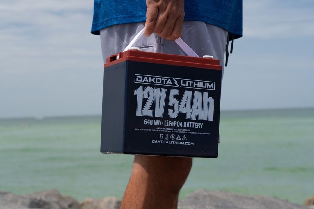 Dakota Lithium – 12V 54Ah LiFePO4 Deep Cycle Battery – 11 Year USA Warranty – For Trolling Motors, Fish Finders, Ice Fishing, Marine, and More – Charger Included