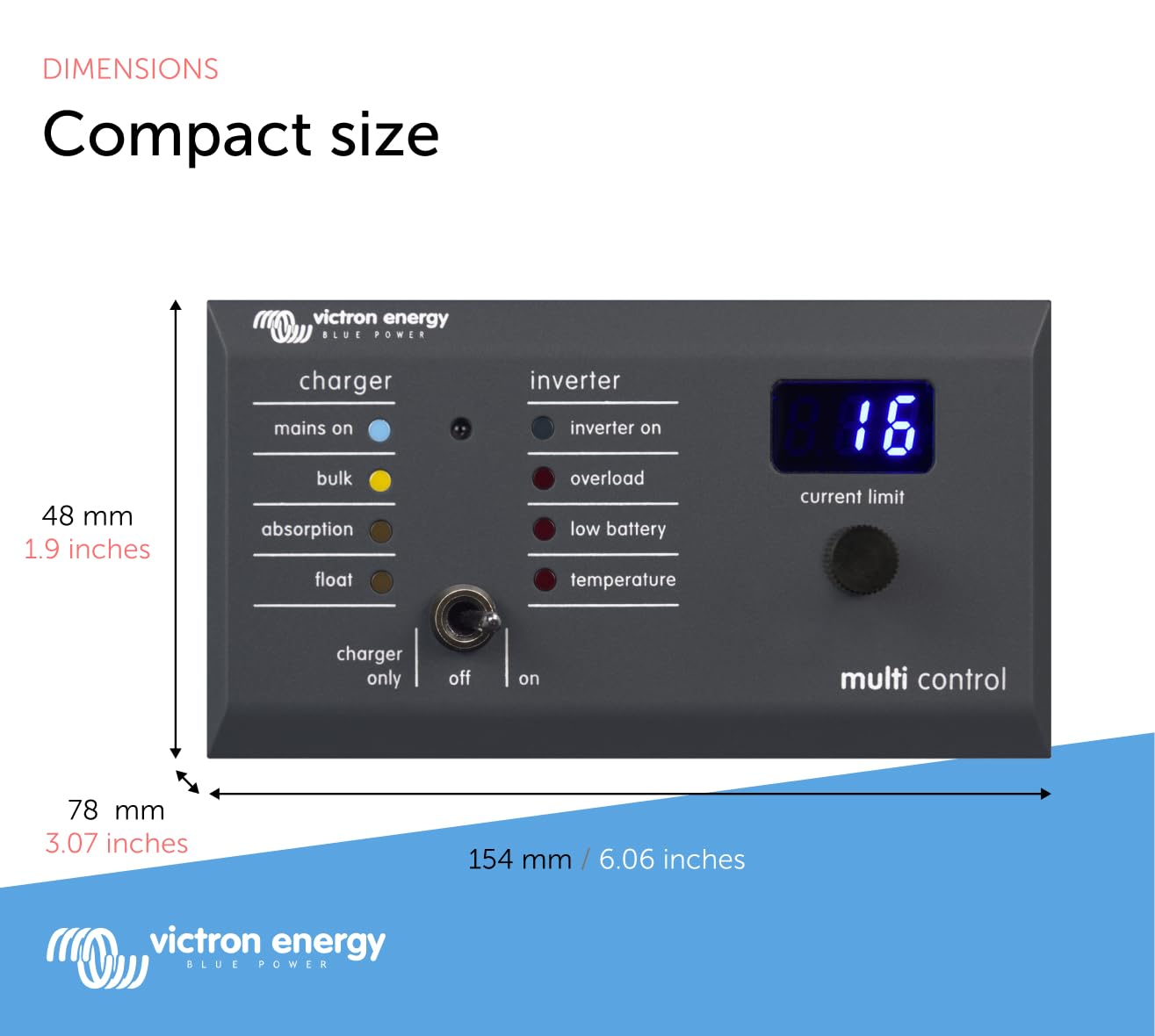 Victron Energy 200/200 Amp Digital Multi-Control Panel GX