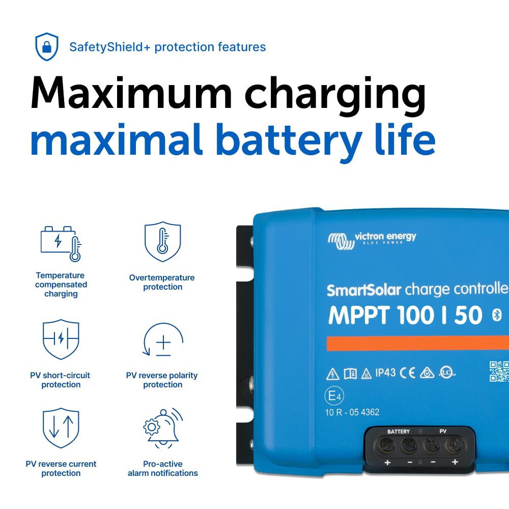 Victron Energy SmartSolar MPPT 100V 50 amp 12/24-Volt Solar Charge Controller (Bluetooth)