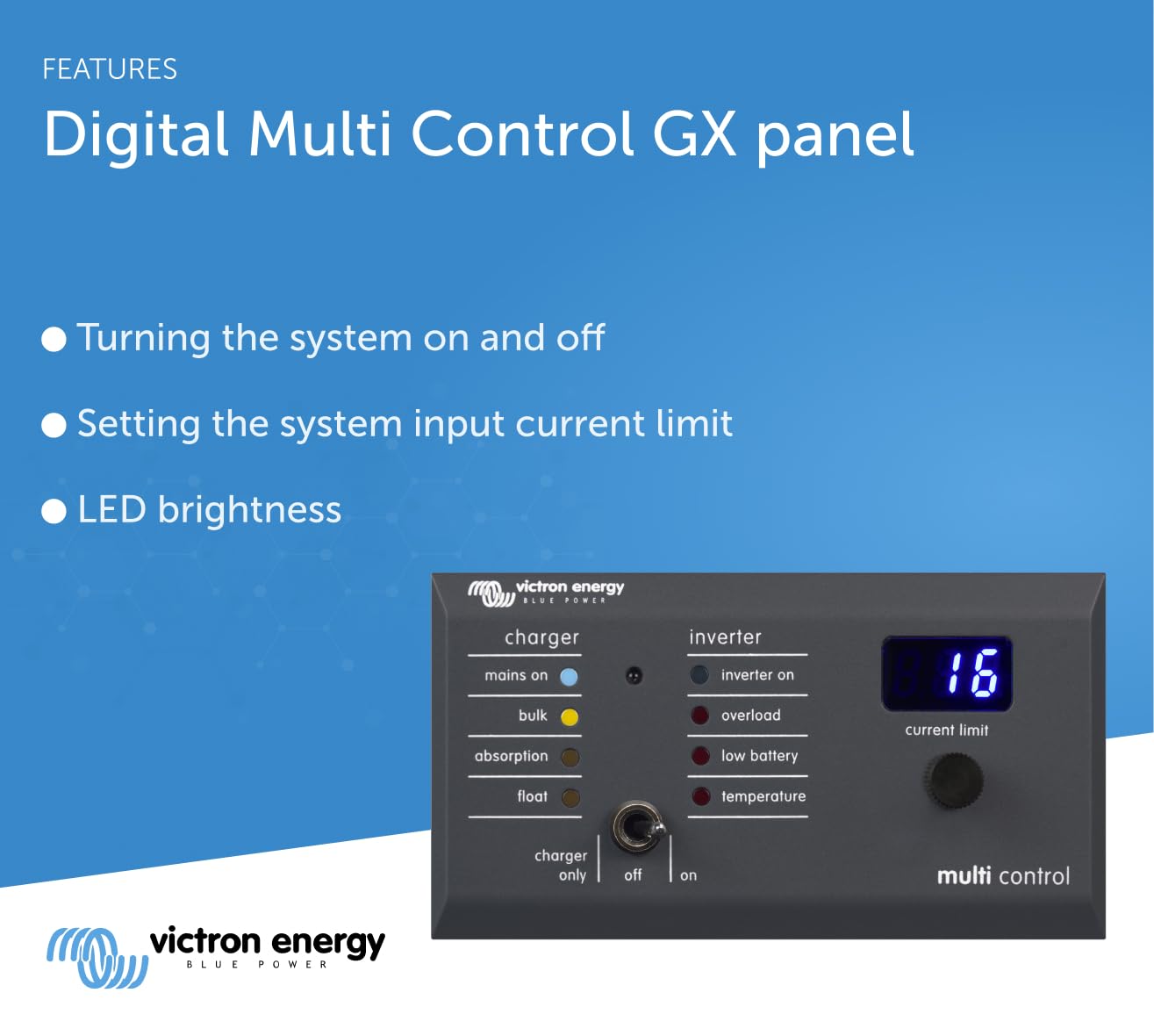 Victron Energy 200/200 Amp Digital Multi-Control Panel GX