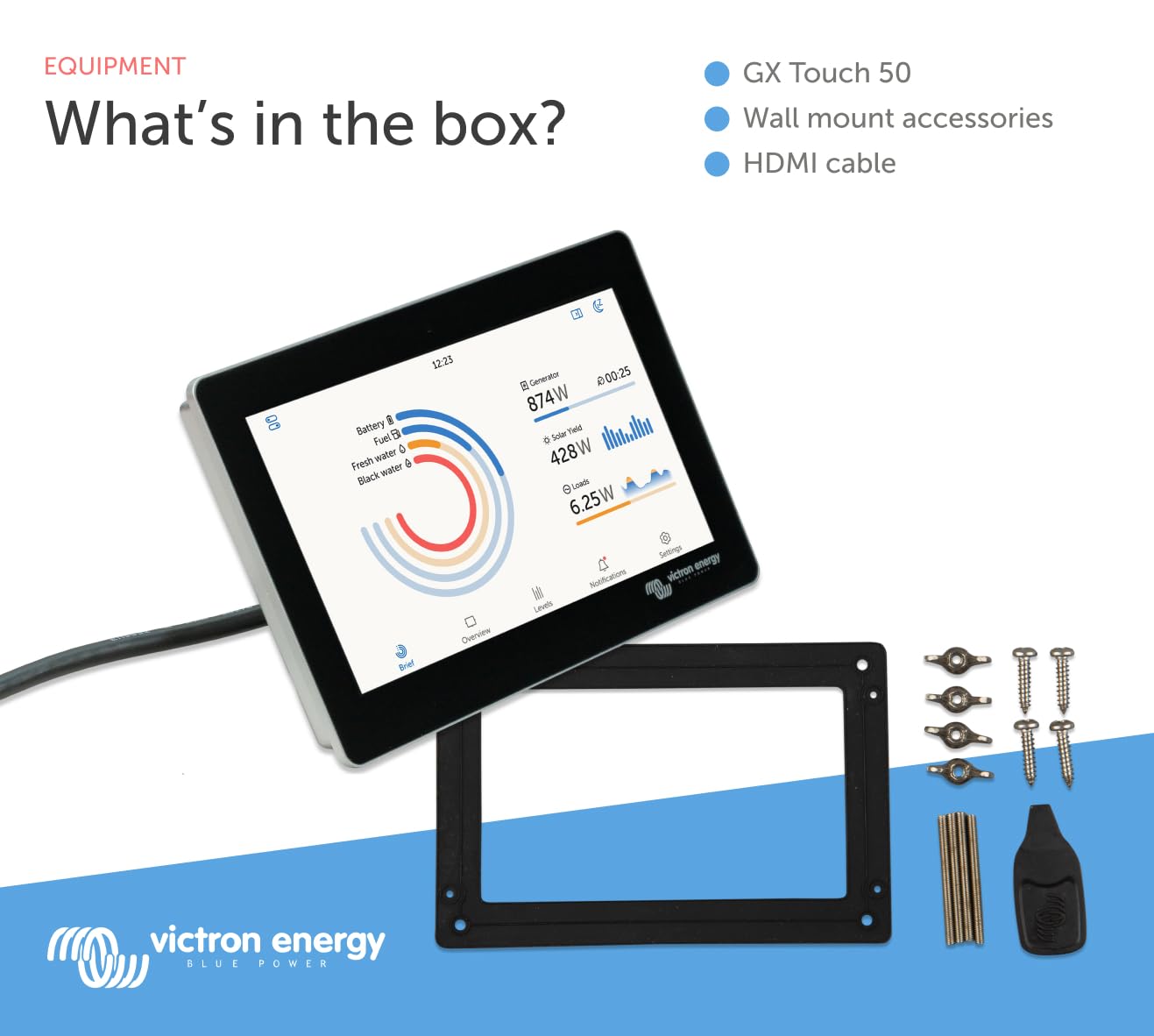 Victron Energy GX Touch 50, Display Screen for Cerbo GX (Waterproof)