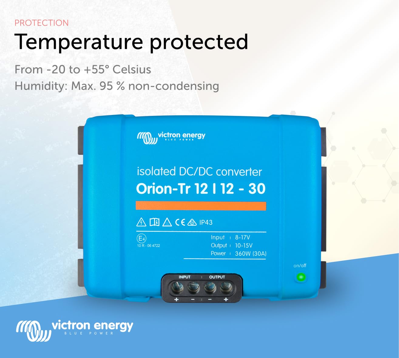 Victron Energy Orion-Tr IP43 12/12-Volt 30 amp 360-Watt DC-DC Converter, Isolated