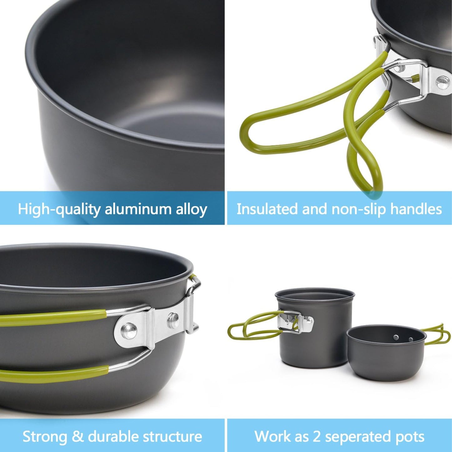 Kit cuisinière à gaz et casserole en aluminium, ultraléger 375g / 0,8lbs