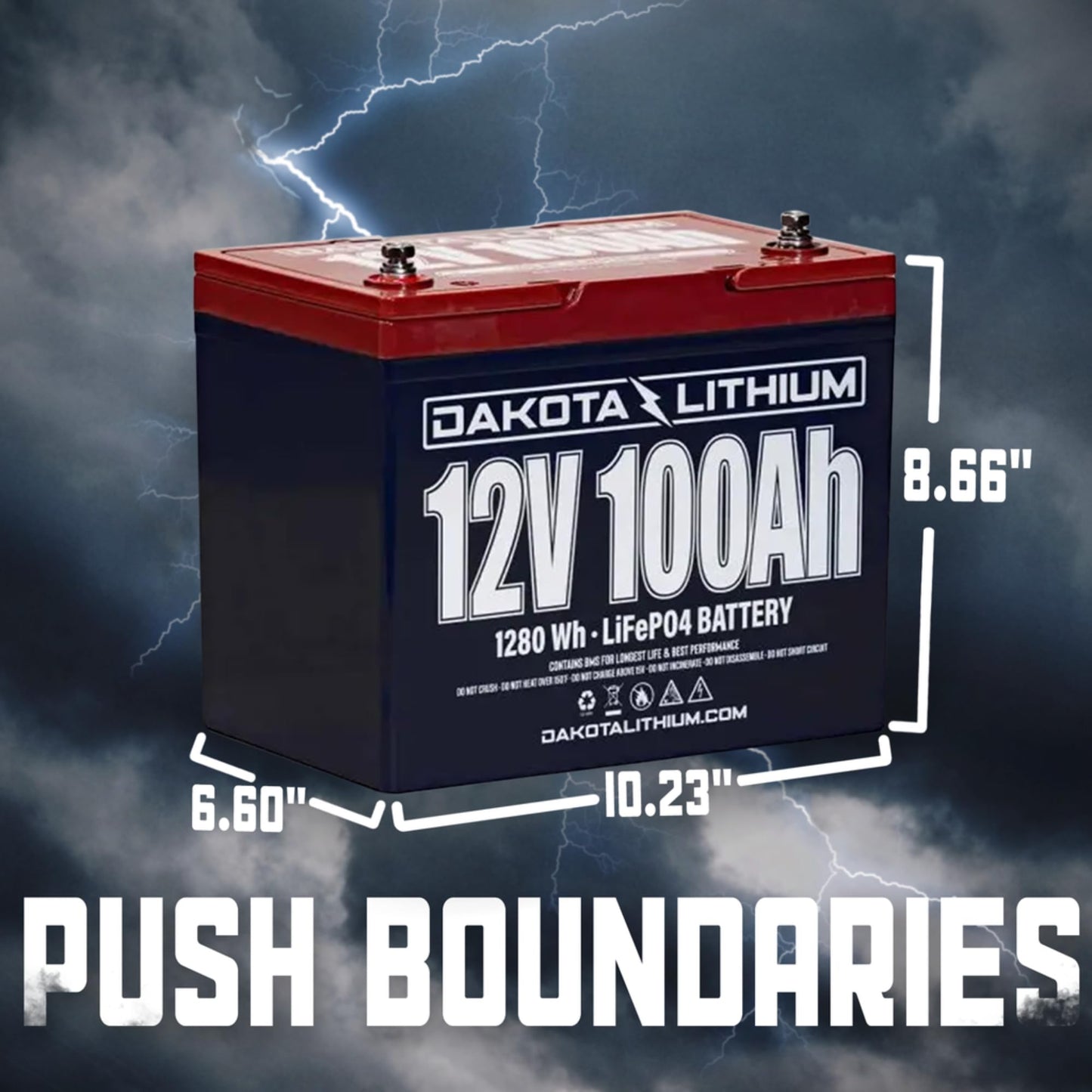 Dakota Lithium – 12V 100Ah LiFePO4 Deep Cycle Battery – 11 Year USA Warranty 2000+ Cycles – Built in BMS, For Ice Fishing, Trolling Motors, Fish Finders, Marine, and More