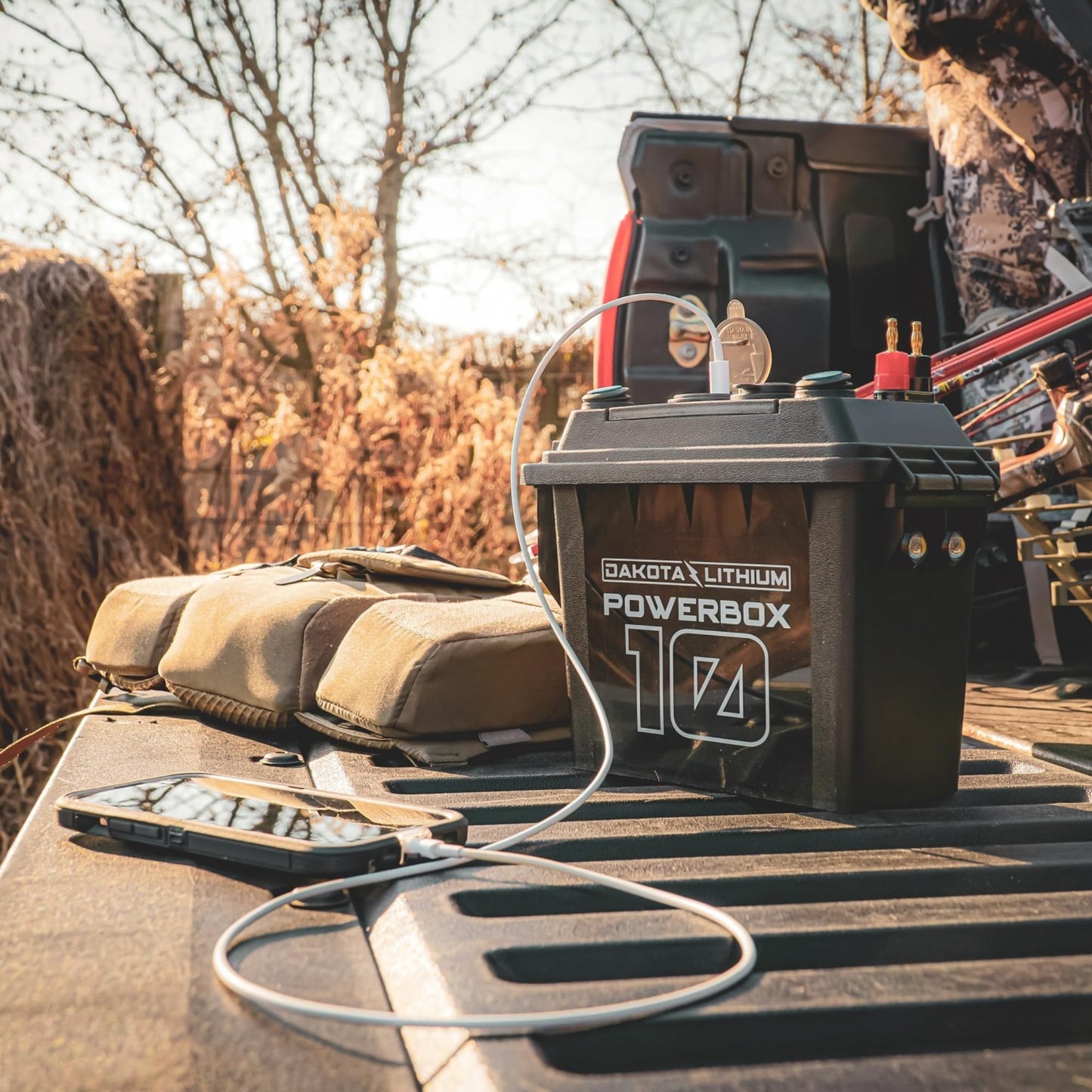 Dakota Lithium - Power Box with 12V 10Ah LiFePO4 Battery Included - 11 Year USA Warranty 2000+ Deep Cycle Battery Box with DC and USB Ports - Water/Shock Resistant - Camping, Off Grid, Marine, Kayak