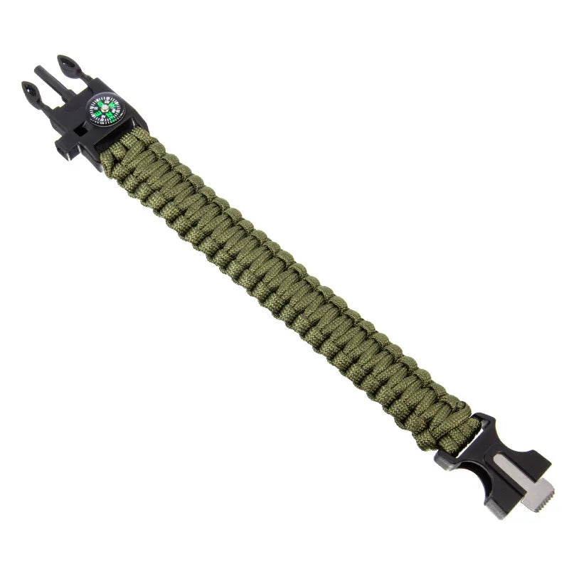 Bracelets paracorde d'urgence – Équipement de survie tactique, allume-feu en silex, sifflet et boussole