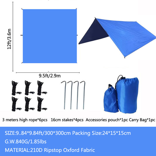 Premium Tarp, Canopy, 210D Ripstop Material, 16 Tiedowns, 9'x12'