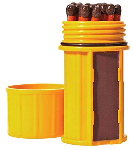 UCO Stormproof Match Kit avec étui étanche, 25 allumettes Stormproof et 3 Strikers - Jaune
