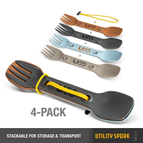 UCO Utility Spork Camping Cuillère-Fourchette-Couteau Ustensile, paquet de 4