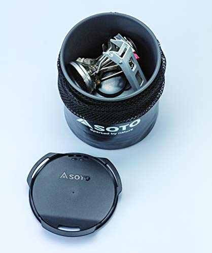 SOTO Thermostack Original Combo - Tasse Thermostack en acier inoxydable de 12 oz + tasse en titane de 14 oz + pot de 750 ml + couvercle de grande taille + confortable (isolation + étui de transport)