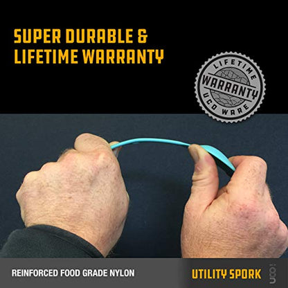 UCO Utility Spork Camping Spoon-Fork-Knife Utensil, 4 Pack