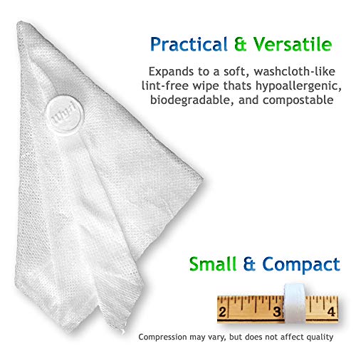 WYSI Multi-Pack To Go Tube de voyage, lingettes extensibles 22 x 22 cm, biodégradables, il suffit d'ajouter de l'eau – 5 tubes avec 12 comprimés compressés (60 comprimés au total)
