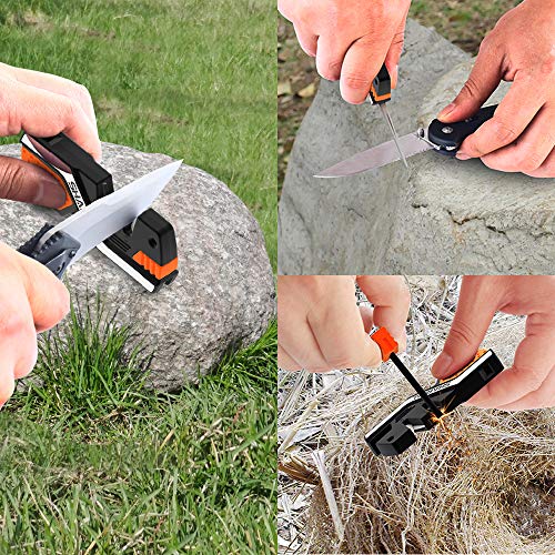 SHARPAL 101N Aiguiseur de couteaux de poche 6 en 1 et outil de survie, avec allume-feu, sifflet et tige d'affûtage en diamant, répare, restaure et affûte rapidement la lame droite et dentelée