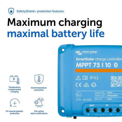 Victron Energy SmartSolar MPPT 75V 10 amp 12/24-Volt Solar Charge Controller (Bluetooth)