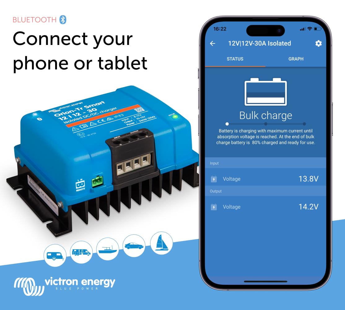 Victron Energy Orion-Tr Smart 12/12-Volt 30 amp 360-Watt DC-DC Charger Isolated (Bluetooth)