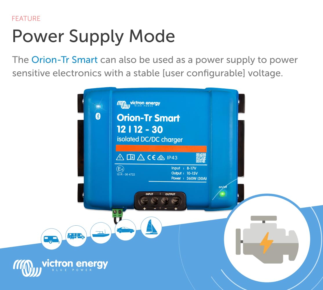 Victron Energy Orion-Tr Smart 12/12-Volt 30 amp 360-Watt DC-DC Charger Isolated (Bluetooth)