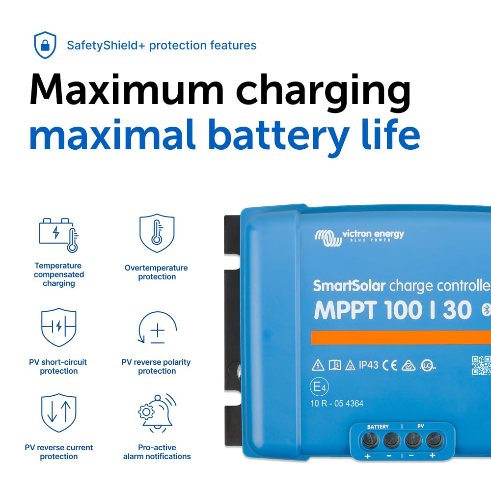 Victron Energy SmartSolar MPPT 100V 30 amp 12/24-Volt Solar Charge Controller (Bluetooth)