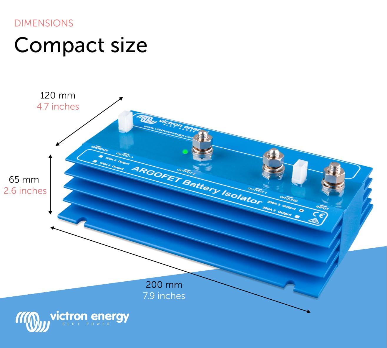 Victron ARGO FET 200-2 Battery Isolator with alternator energize input