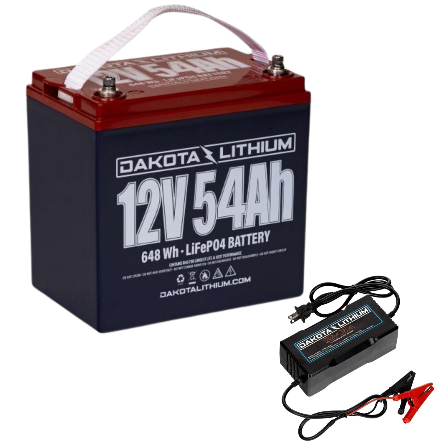 Dakota Lithium – 12V 54Ah LiFePO4 Deep Cycle Battery – 11 Year USA Warranty 2000+ Cycles – For Trolling Motors, Fish Finders, Ice Fishing, Marine, and More – Charger Included