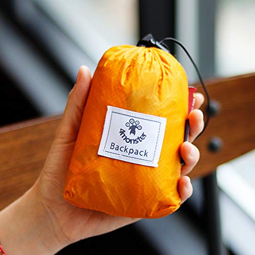 Sac à dos pliable résistant à l'eau, sac à dos de randonnée pliable, sac à dos de voyage ultraléger, adapté aux sports de plein air, camping, randonnée, shopping Orange-16L