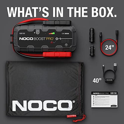 NOCO Boost Pro GB150 3000 Amp 12-Volt UltraSafe Lithium Jump Starter Box, Car Battery Booster Pack, Portable Power Bank Charger, and Jumper Cables for up to 9-Liter Gasoline and 7-Liter Diesel Engines