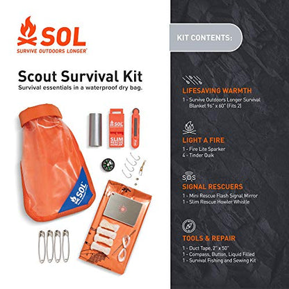 SOL Survive Outdoors Kit de survie plus long pour scout